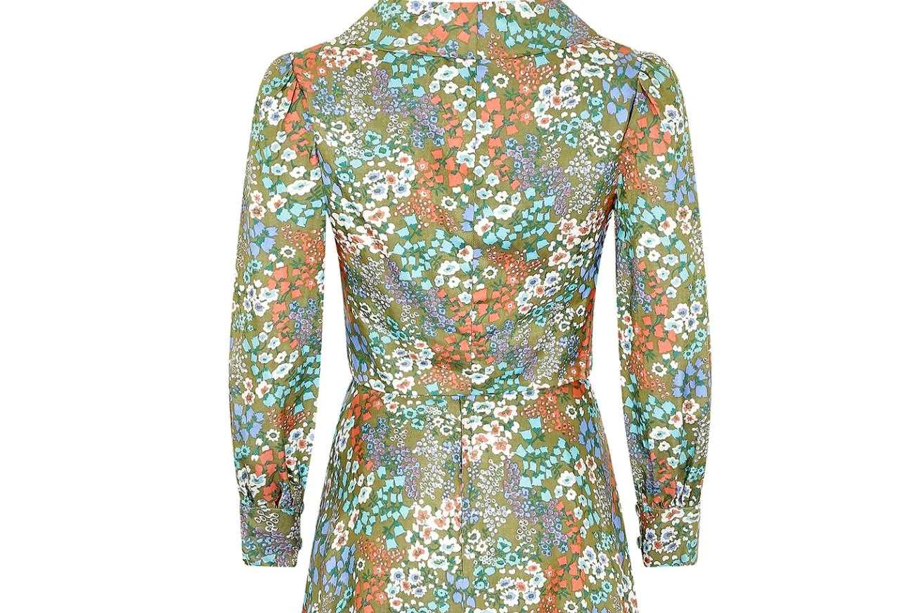 1950s Floral Print Silk Dress and Jacket Suit