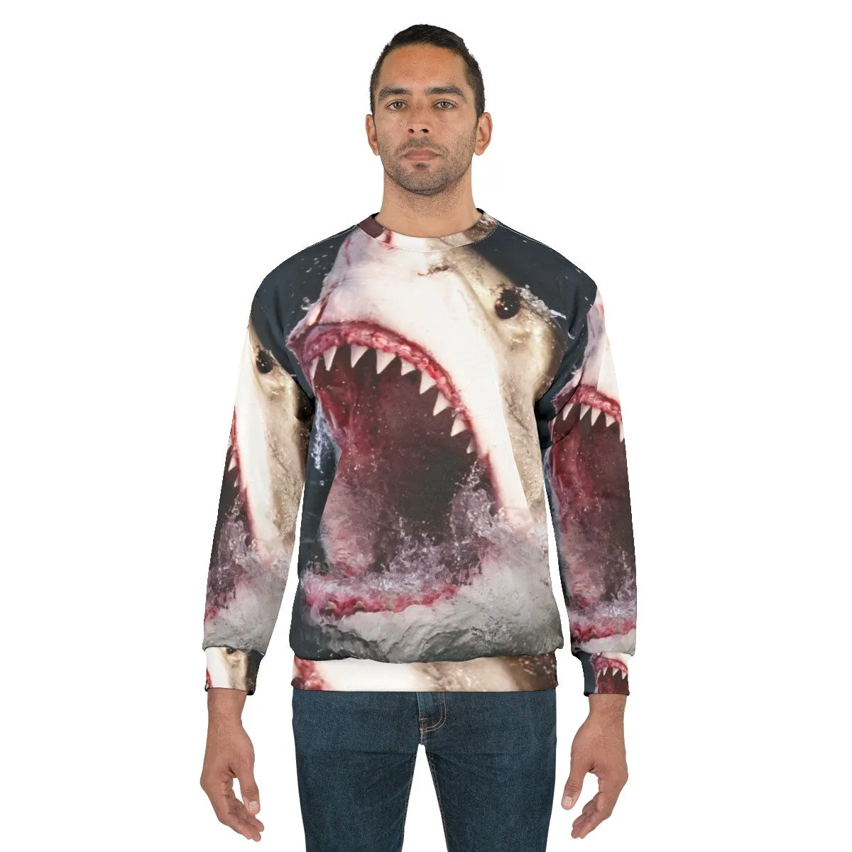 3D Great White Shark Bite Sweatshirt for Shark Week