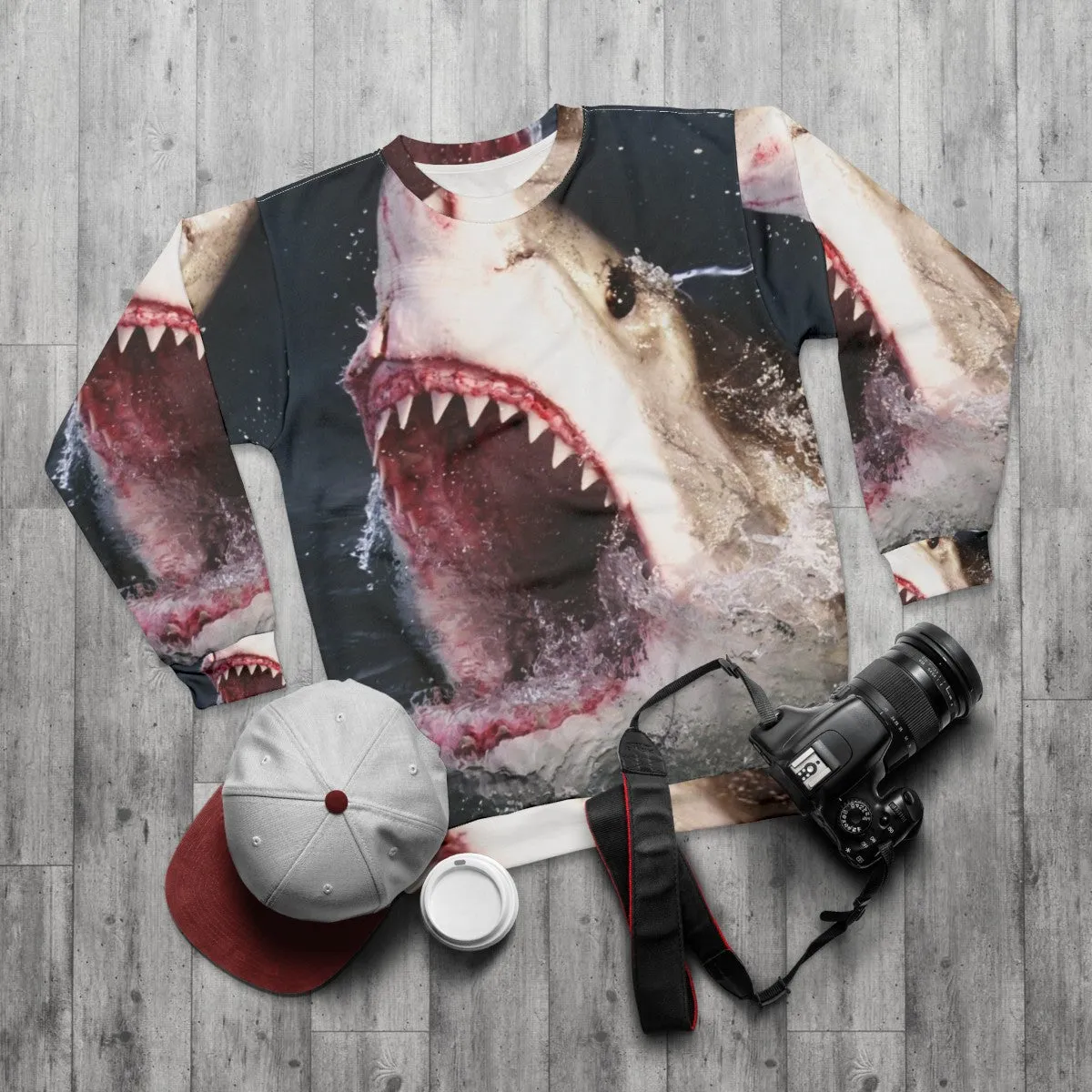 3D Great White Shark Bite Sweatshirt for Shark Week