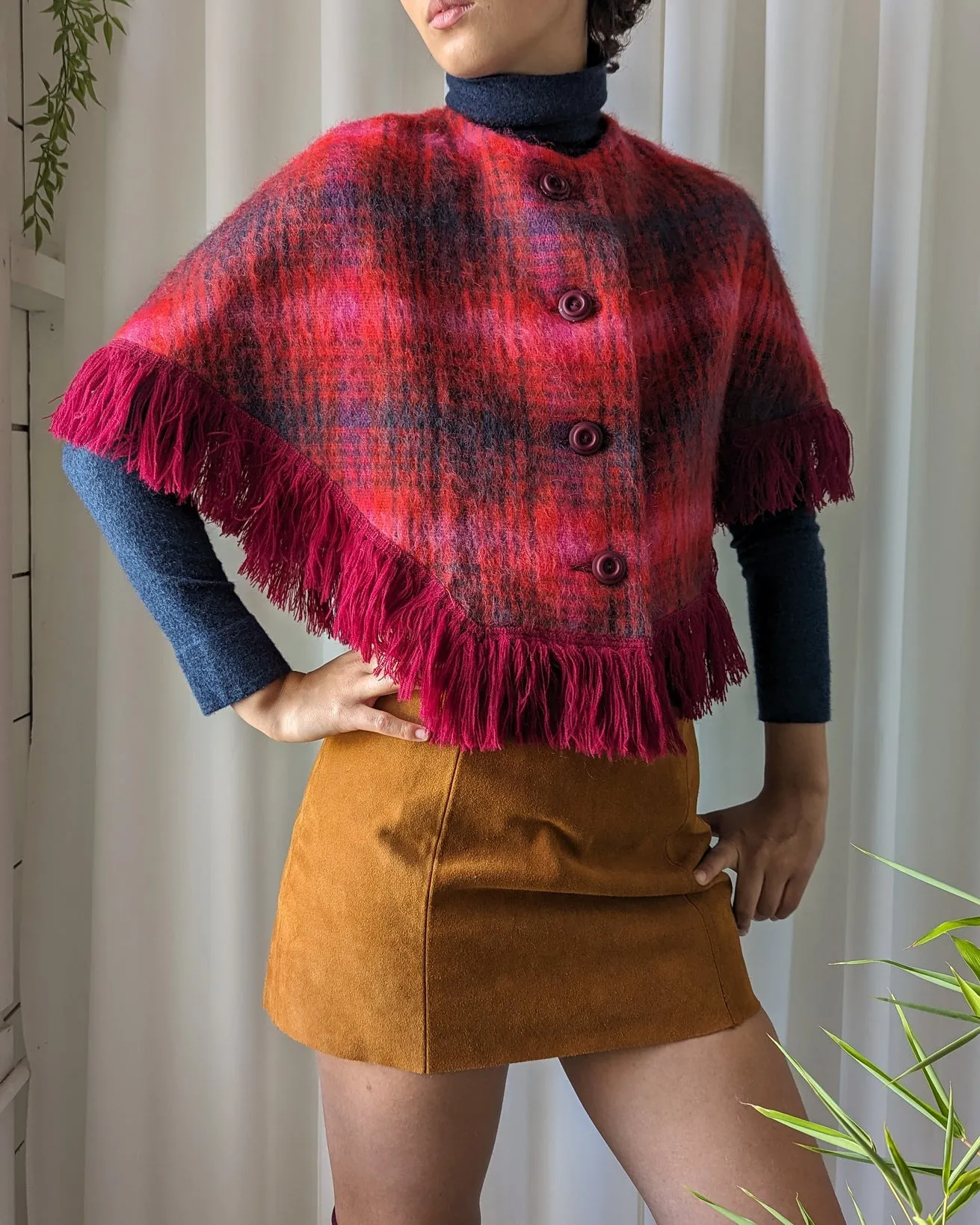 60s Tartan Mohair Capelet | XS-XL