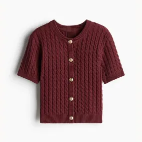 A&A Casual Knitted Short Sleeve Cardigan