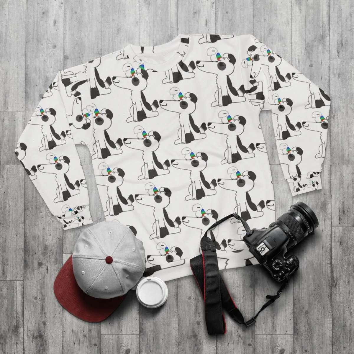 Adorable Dog and Bird Print Sweatshirt