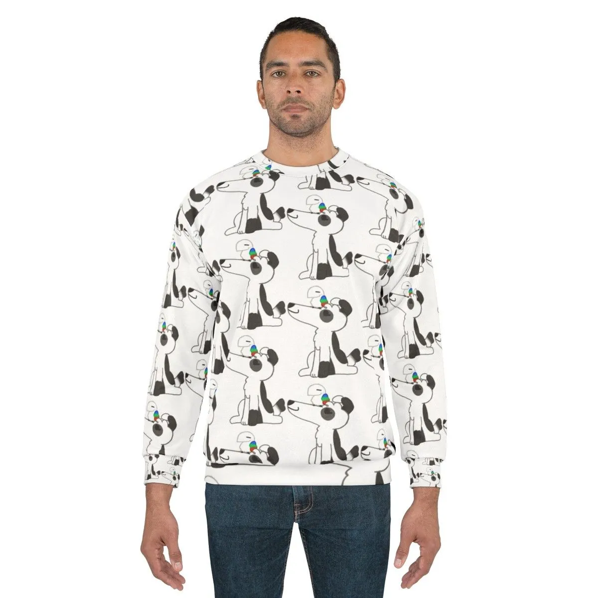 Adorable Dog and Bird Print Sweatshirt