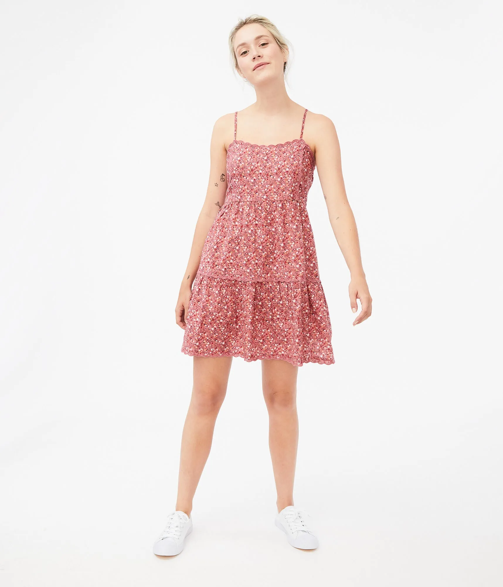 Aeropostale Leafy Floral Square-Neck Babydoll Dress