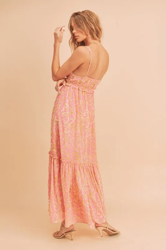 Alexia Abstract V Neck Maxi Dress