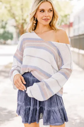 Always Easy Ivory White Striped Sweater