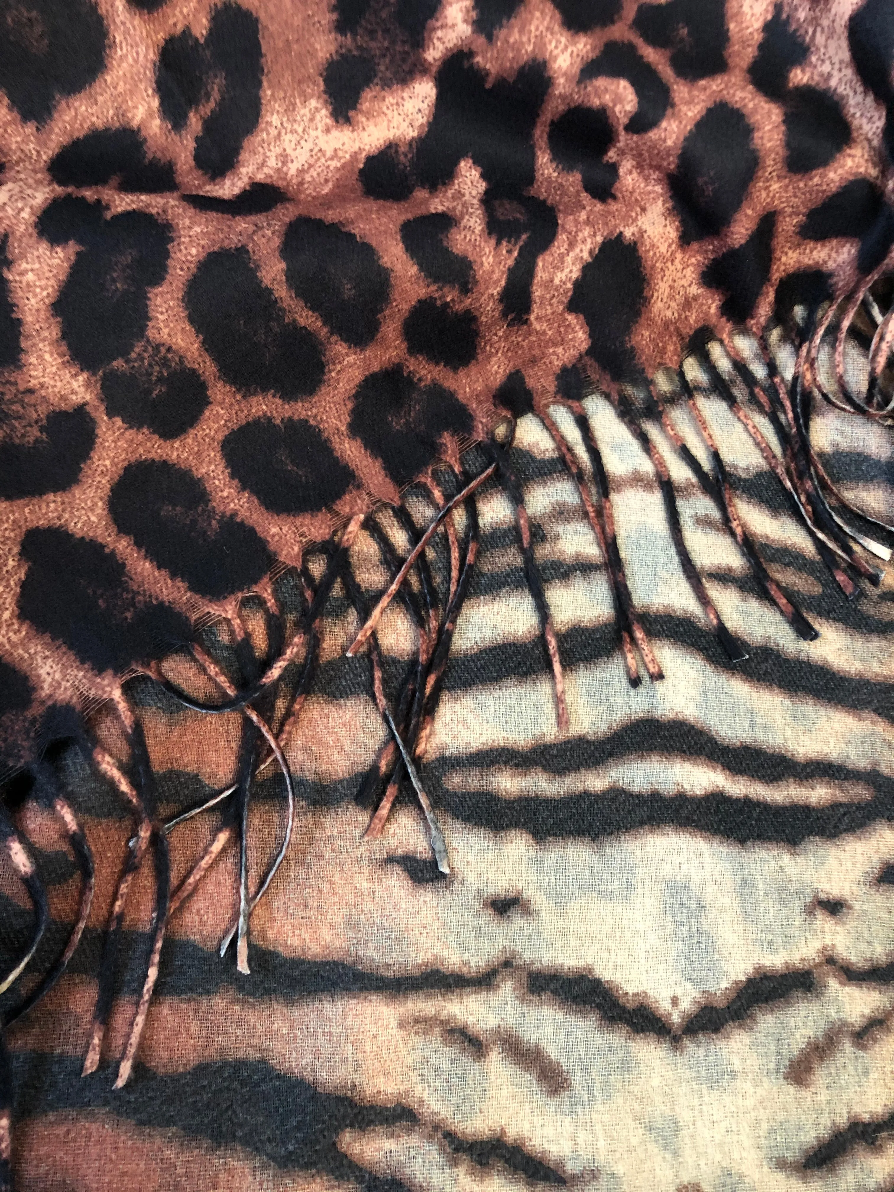 Animal Print Button Poncho/Shawl