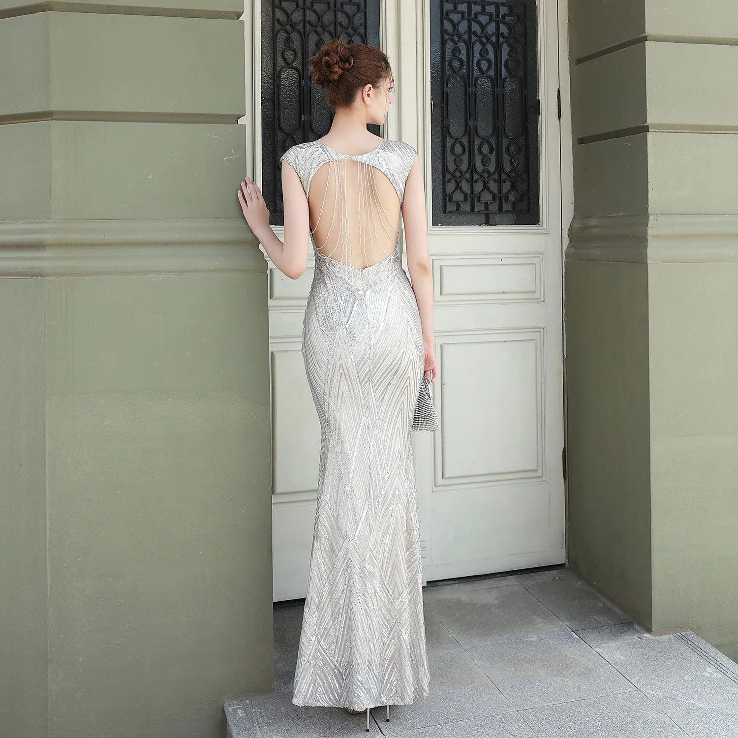 Antheia-18137-Sequin Fishtail Formal Dress