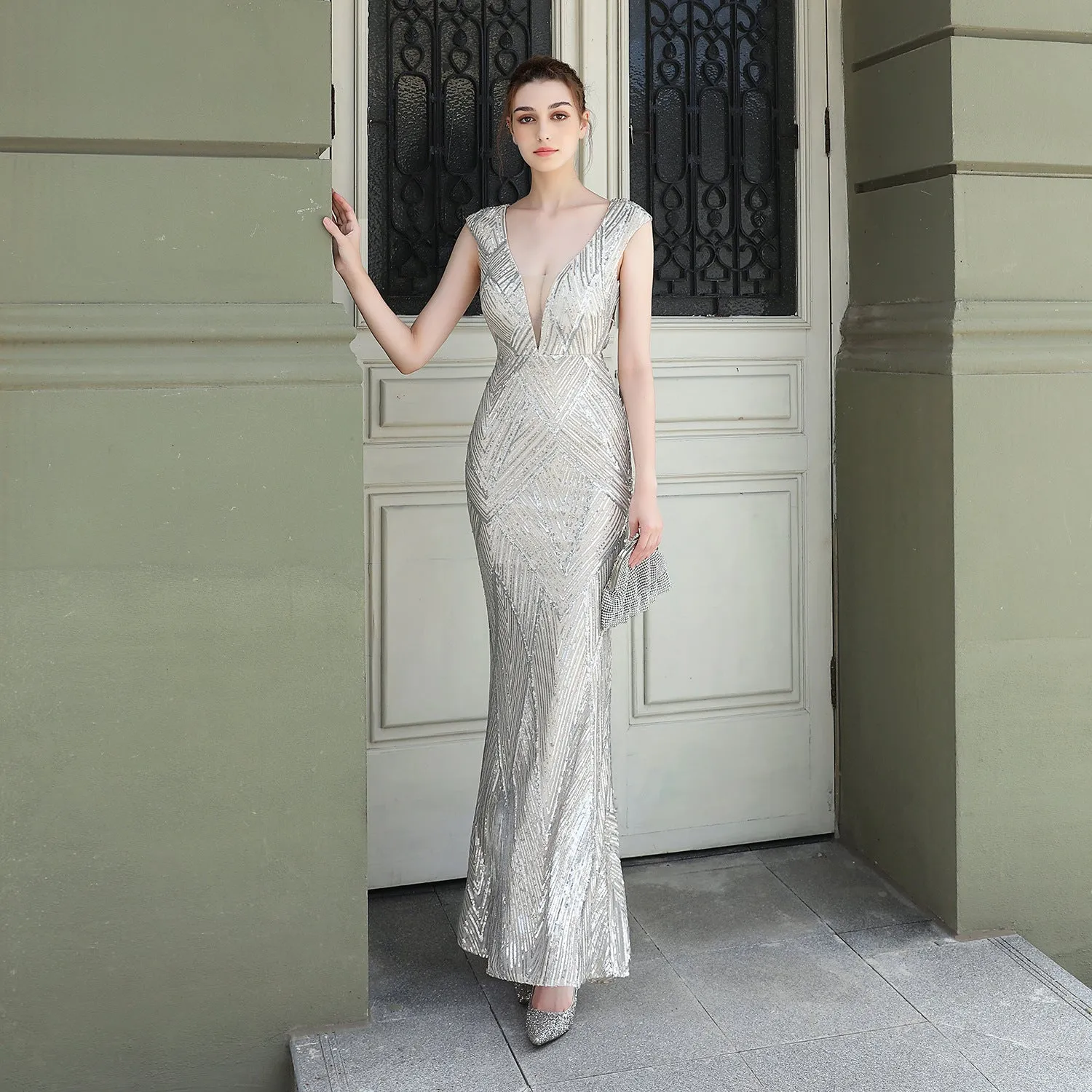 Antheia-18137-Sequin Fishtail Formal Dress