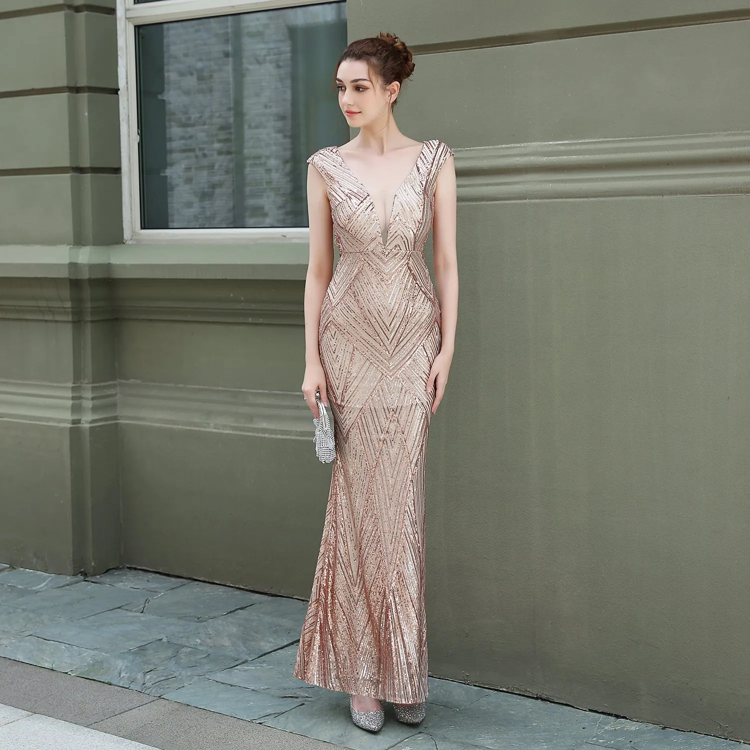 Antheia-18137-Sequin Fishtail Formal Dress