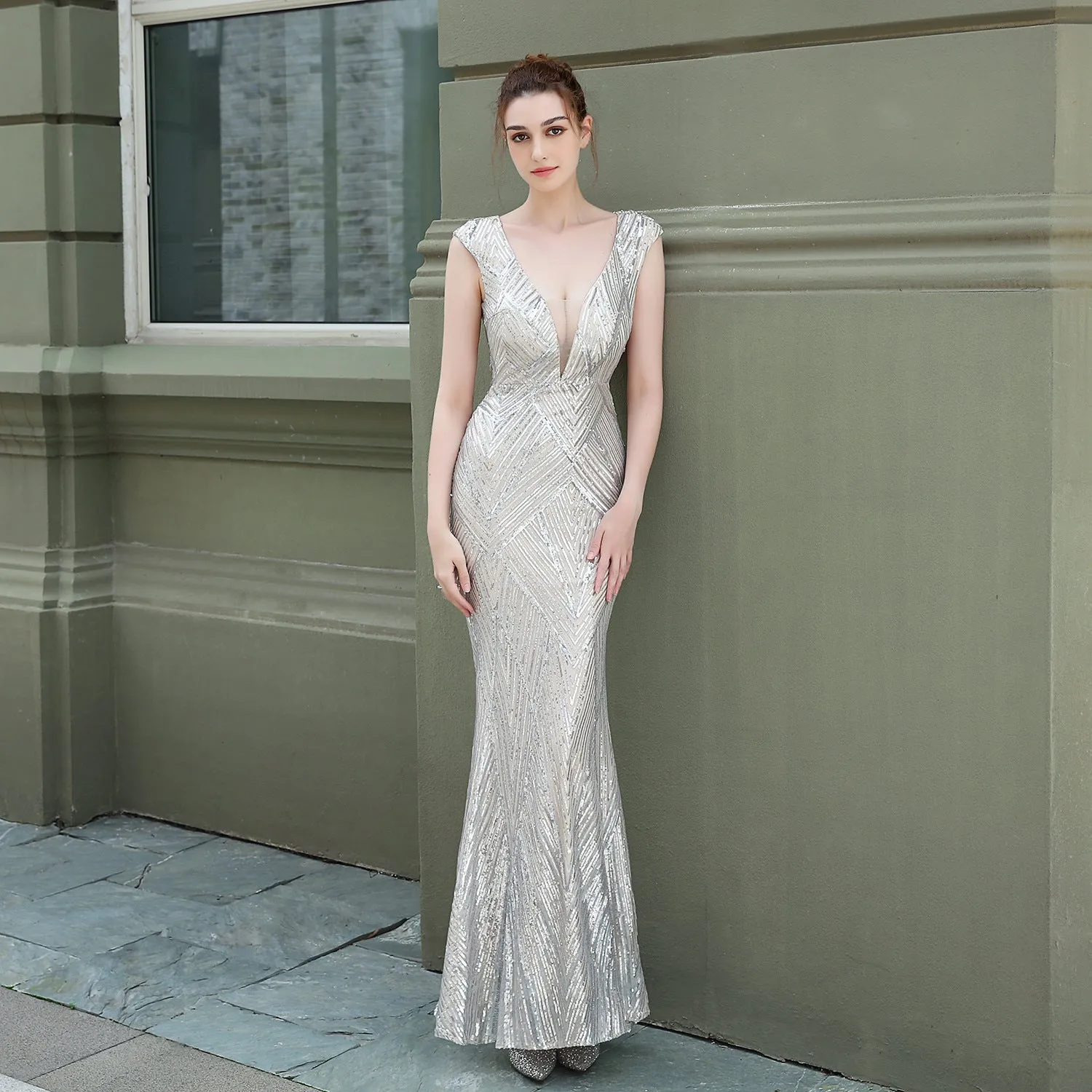 Antheia-18137-Sequin Fishtail Formal Dress