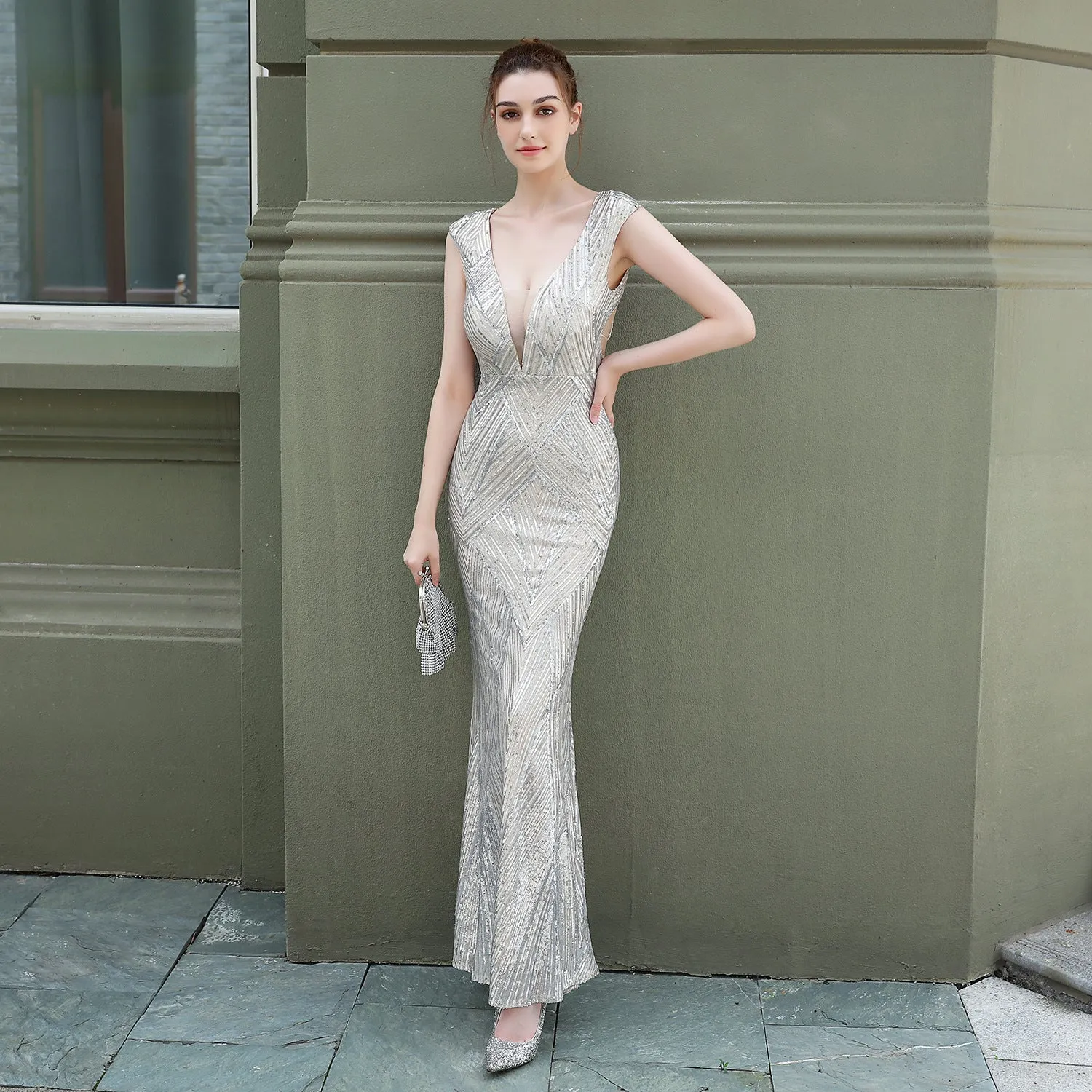 Antheia-18137-Sequin Fishtail Formal Dress