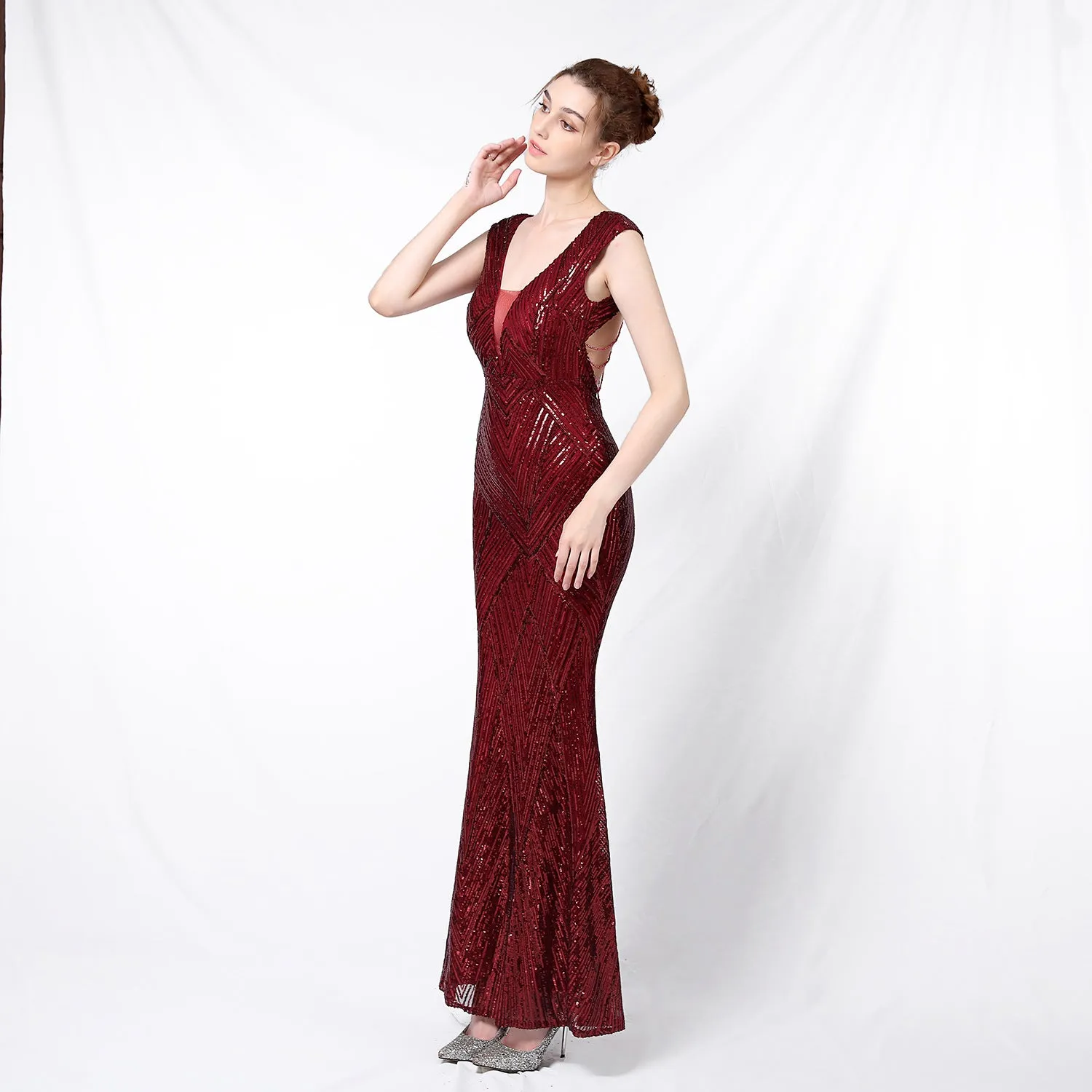 Antheia-18137-Sequin Fishtail Formal Dress