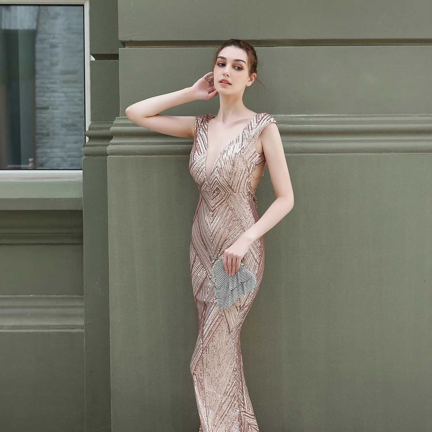 Antheia-18137-Sequin Fishtail Formal Dress