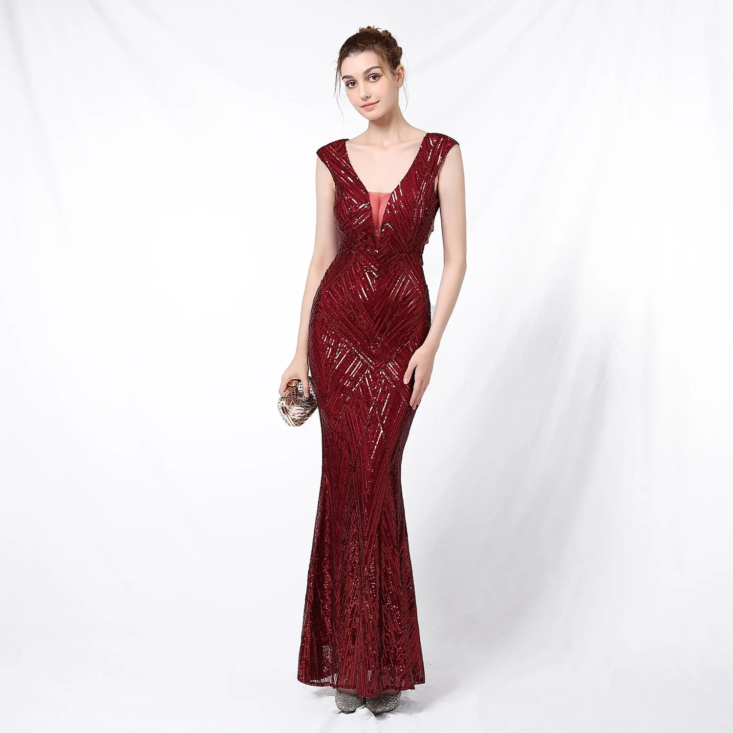 Antheia-18137-Sequin Fishtail Formal Dress