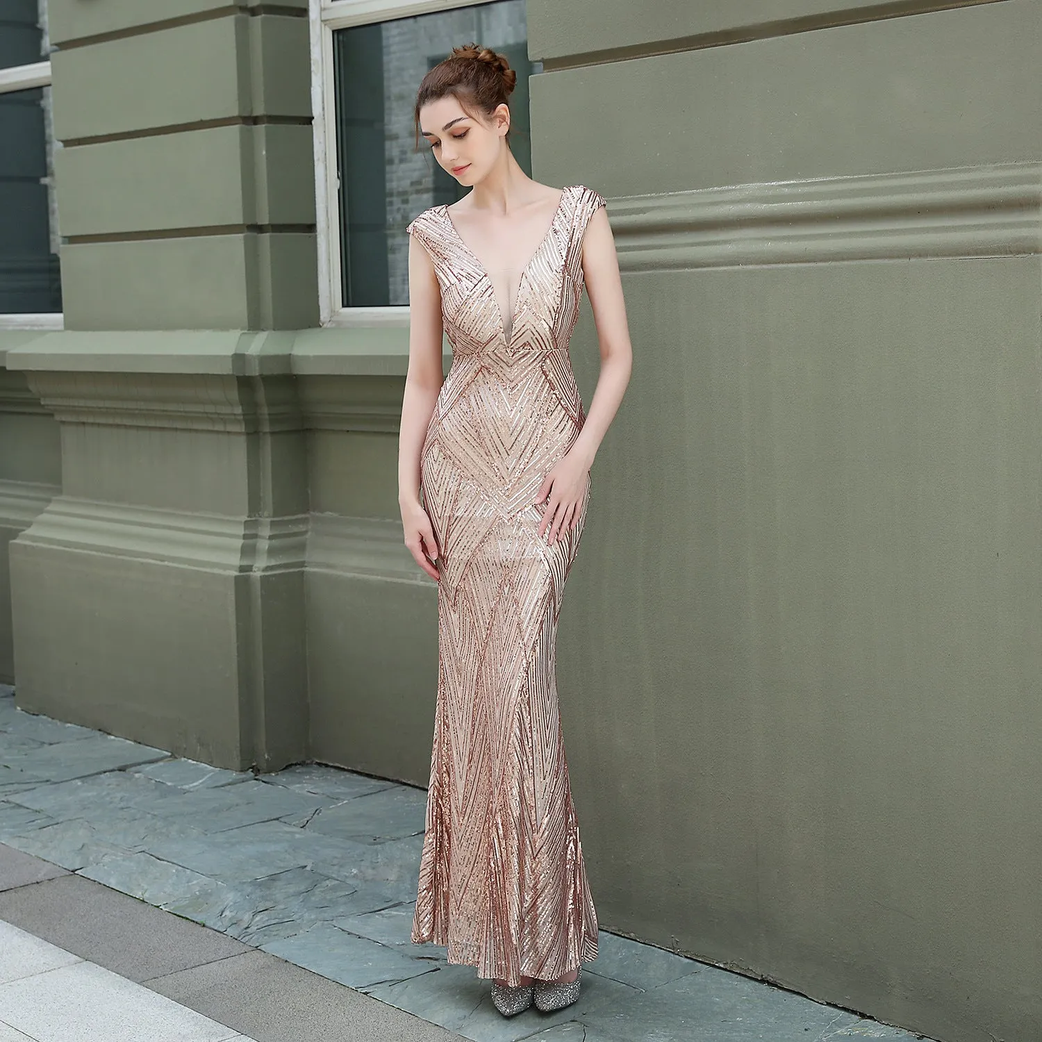 Antheia-18137-Sequin Fishtail Formal Dress