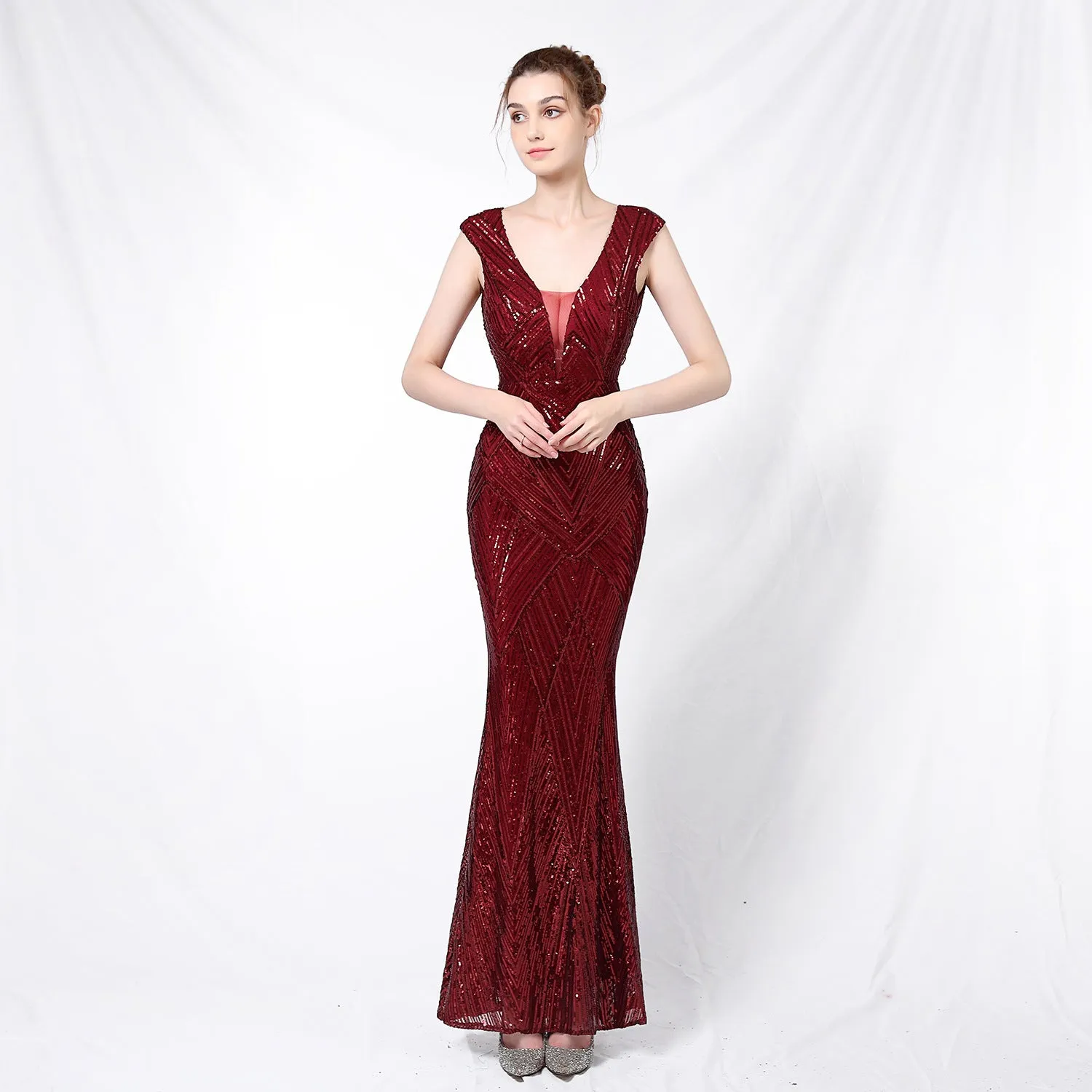 Antheia-18137-Sequin Fishtail Formal Dress