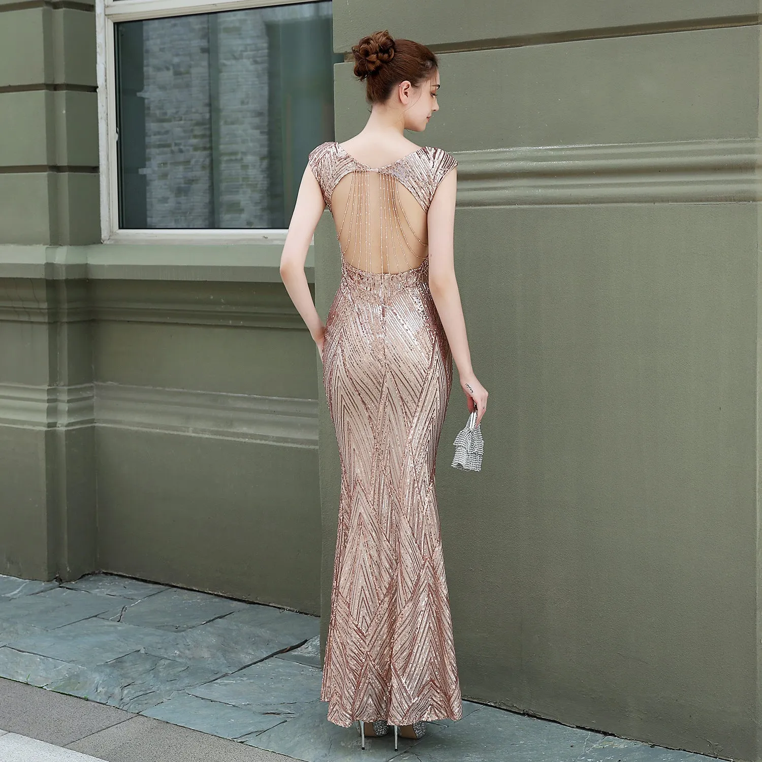 Antheia-18137-Sequin Fishtail Formal Dress