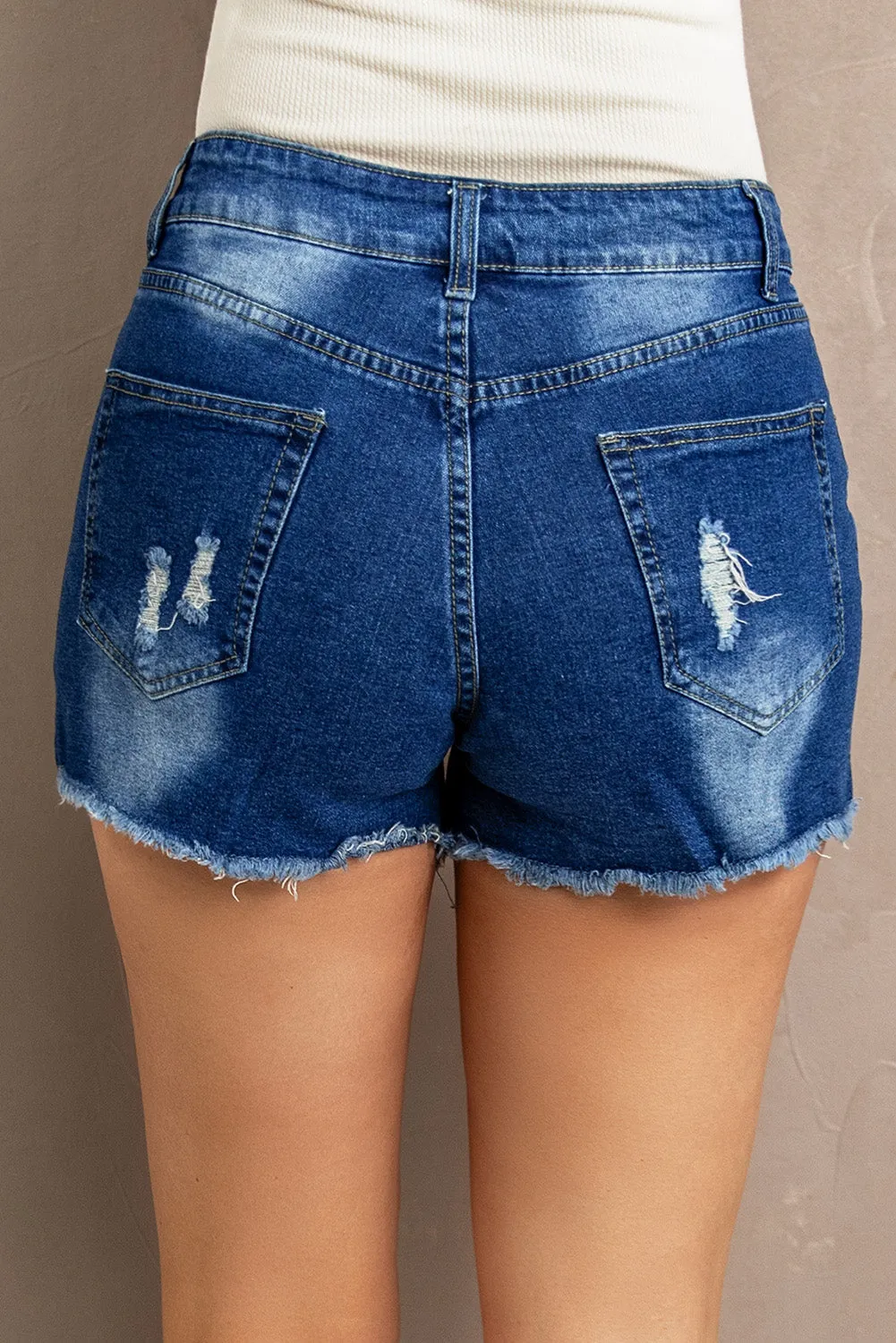 *APP EXCLUSIVE* Lace Distressed Denim Shorts