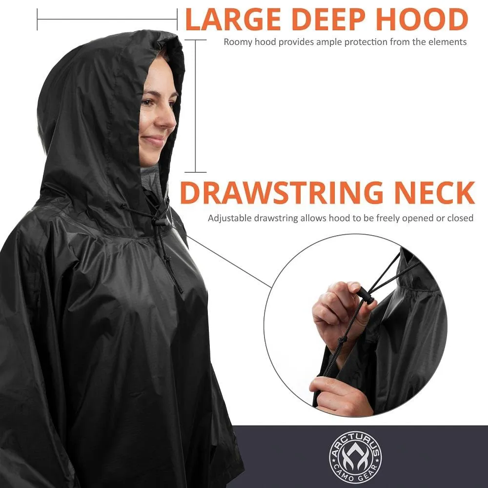 Arcturus Lightweight Waterproof Rain Poncho - Black