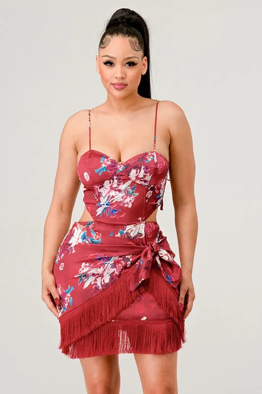 Athina Kimono floral print mini dress