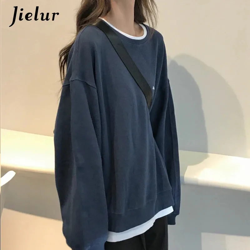 Autumn Spring Thin Letter Hoody Street Fashion Korean Chic Women's Sweatshirts Cool Navy Blue Gray Hoodies Women M-XXL