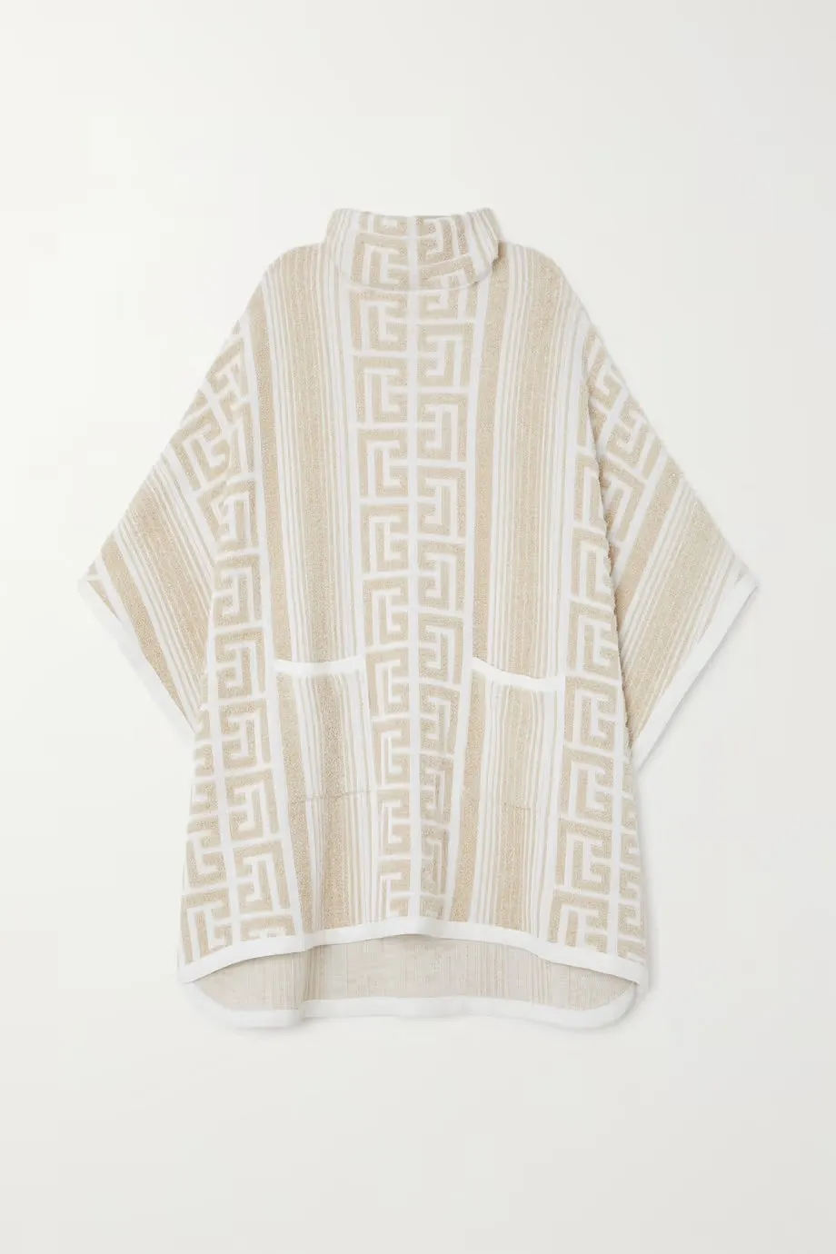 BALMAIN METALLIC JACQUARD KNIT PONCHO