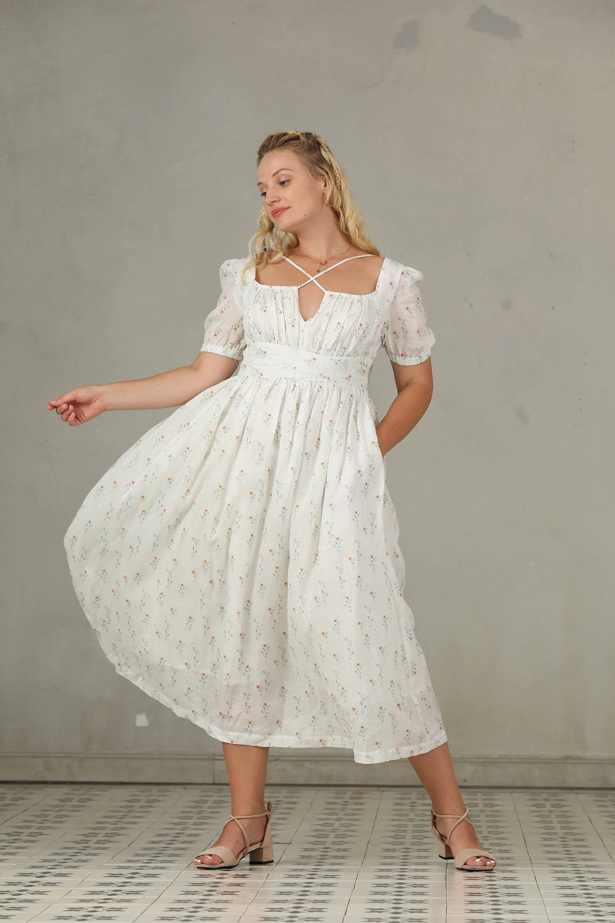 BERGAMOTE 20 |Floral Linen Dress