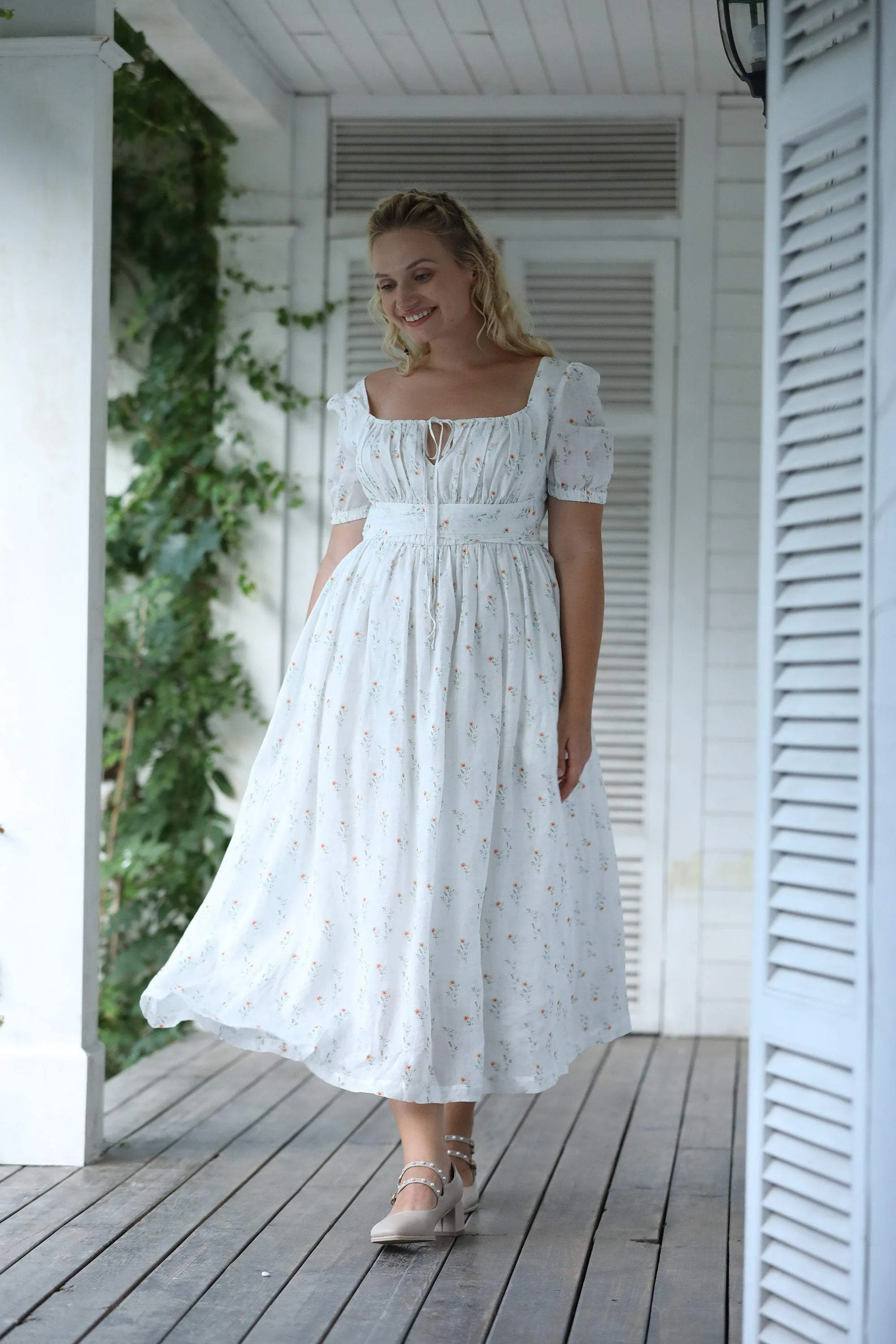 BERGAMOTE 20 |Floral Linen Dress