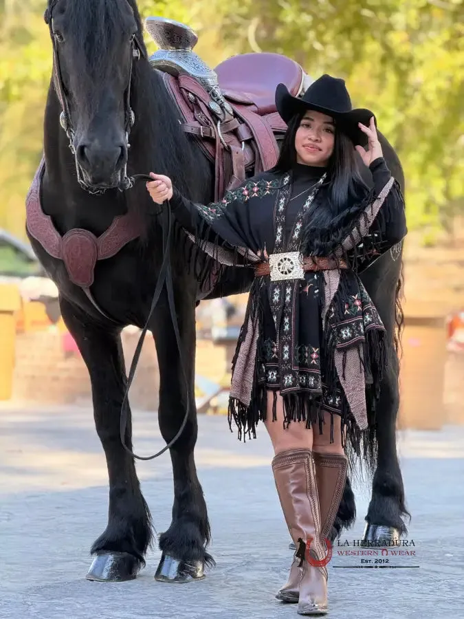 BLACK AZTEC PONCHO