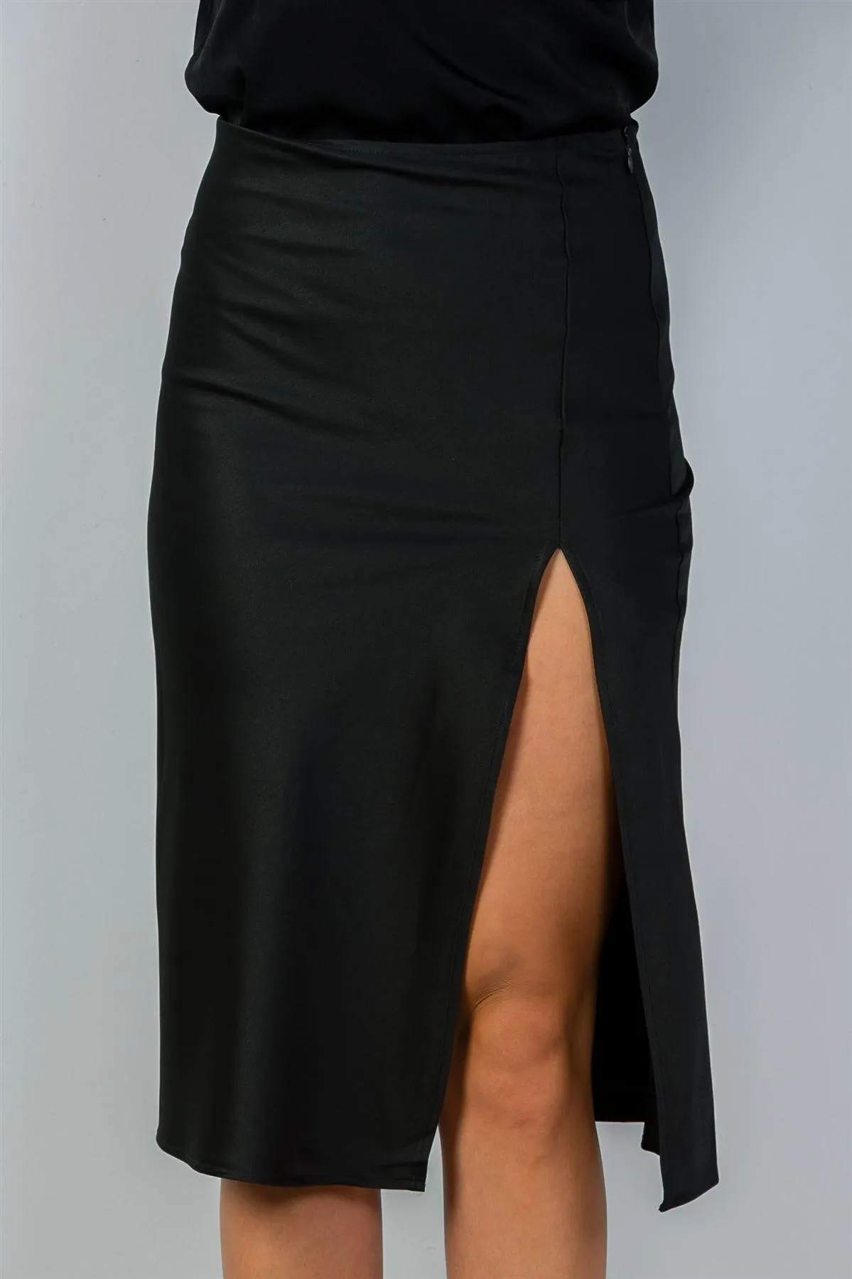 Black Side Slit Midi Skirt /3-2-1