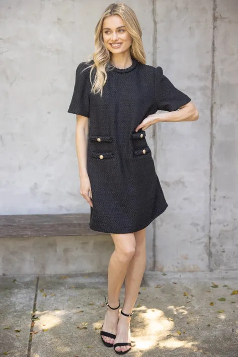 Braid Neck Double Pocket Dress