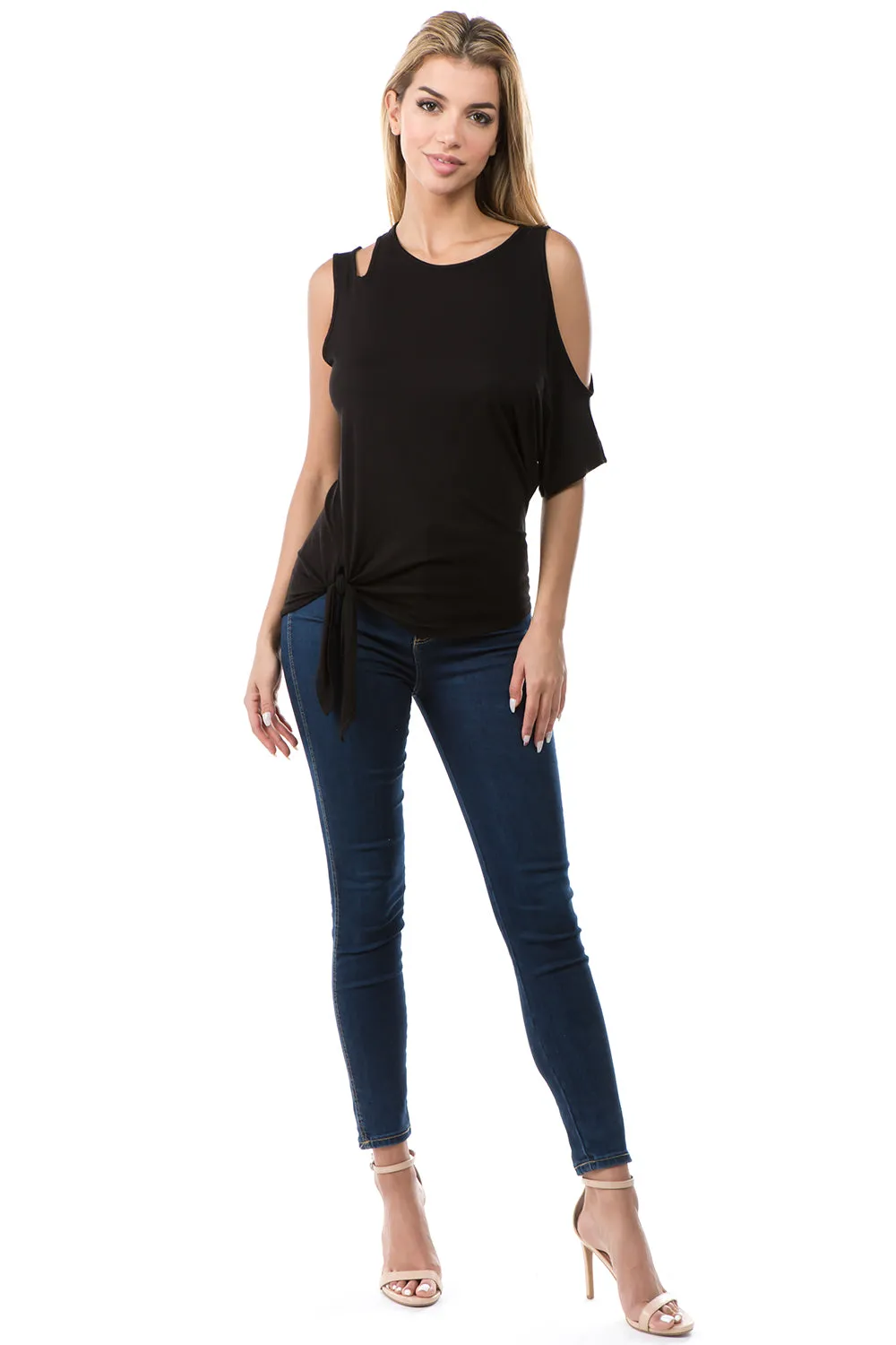 CALLA SIDE TIE TOP (BLACK)- VT2671