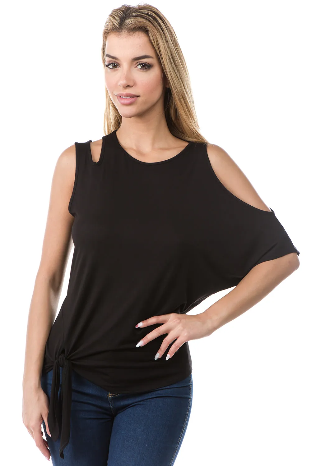 CALLA SIDE TIE TOP (BLACK)- VT2671