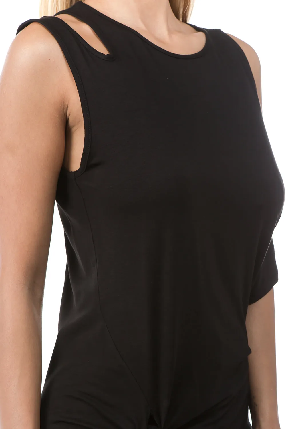 CALLA SIDE TIE TOP (BLACK)- VT2671