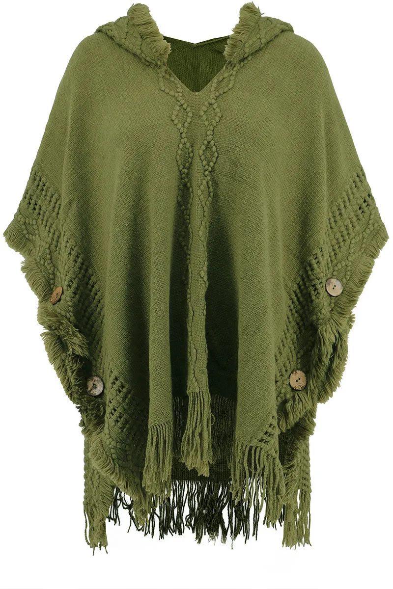 CH0313 Hoodie Knitted Poncho