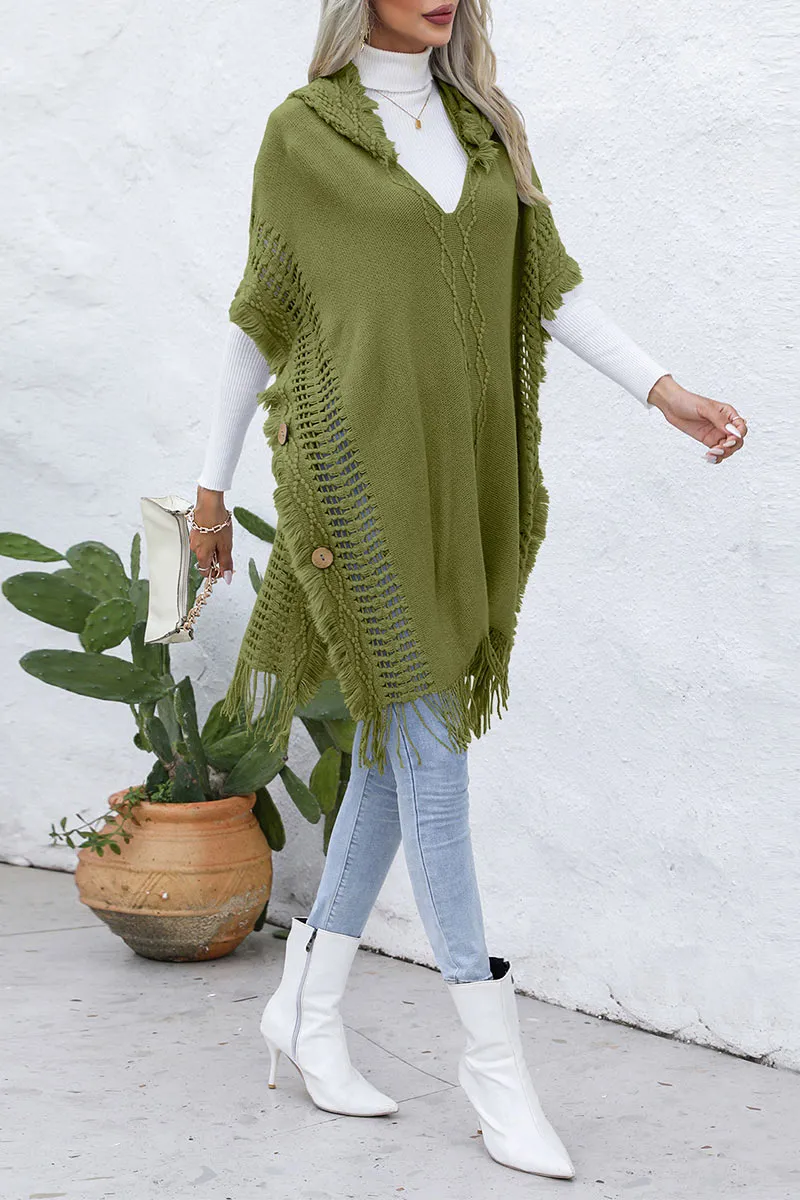 CH0313 Hoodie Knitted Poncho