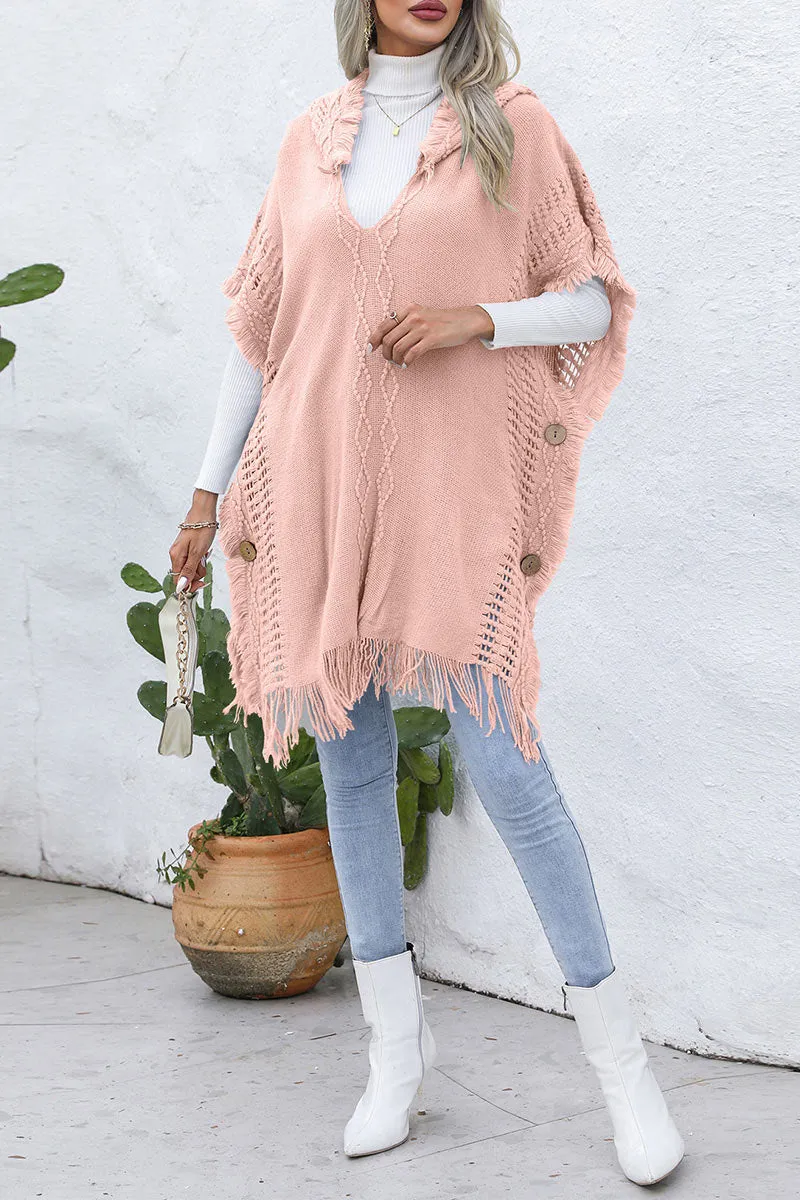 CH0313 Hoodie Knitted Poncho