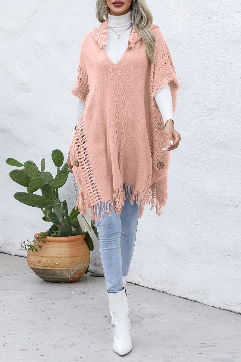 CH0313 Hoodie Knitted Poncho