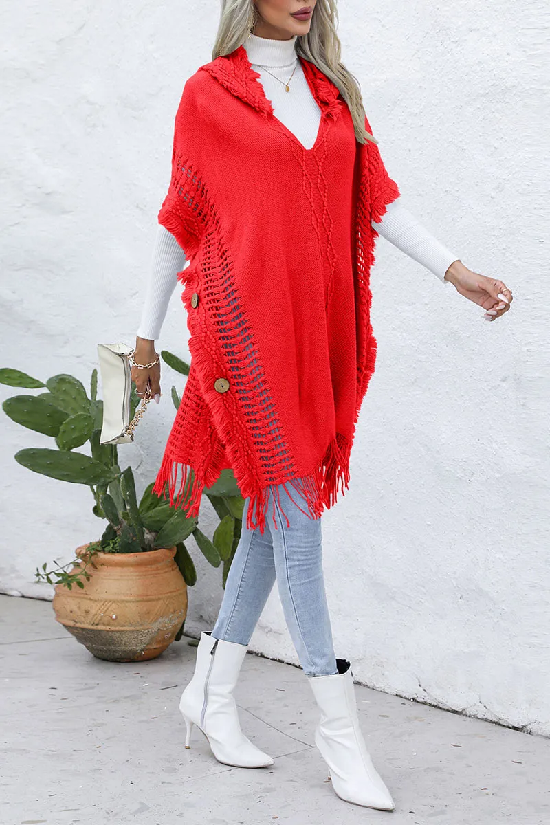 CH0313 Hoodie Knitted Poncho