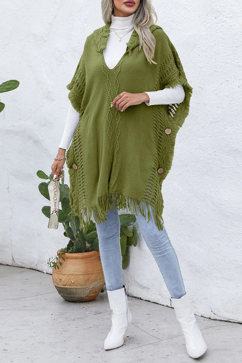 CH0313 Hoodie Knitted Poncho