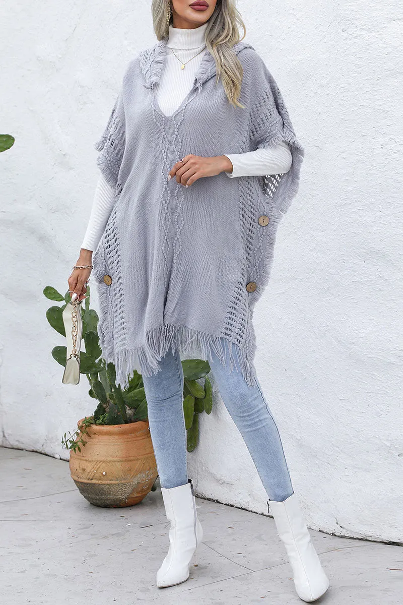 CH0313 Hoodie Knitted Poncho