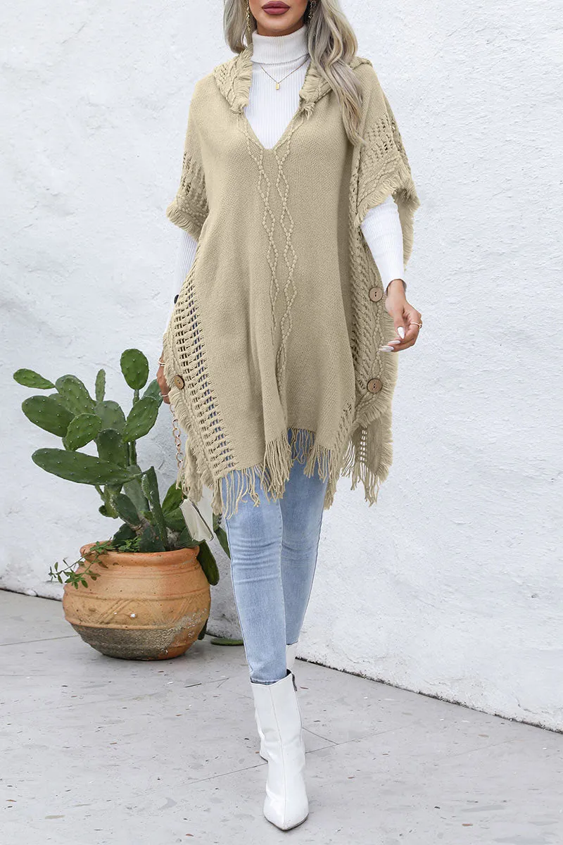 CH0313 Hoodie Knitted Poncho