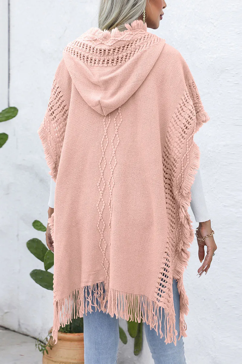 CH0313 Hoodie Knitted Poncho