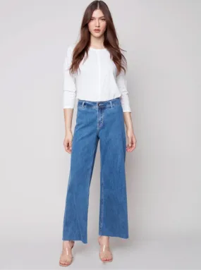 Charlie B. Wide Leg Jean with Raw Hem