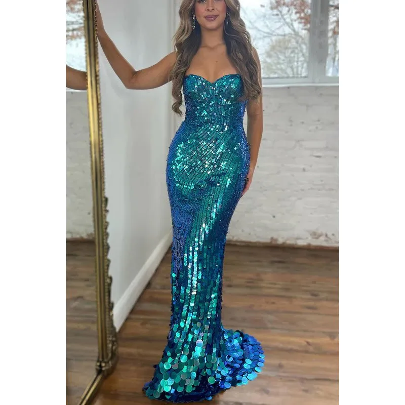 Chic & Sparkly Off-Shoulder Sleeveless Mermaid Evening Party Prom Dress