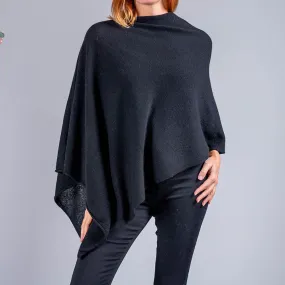 Classic Black Knitted Cashmere Poncho