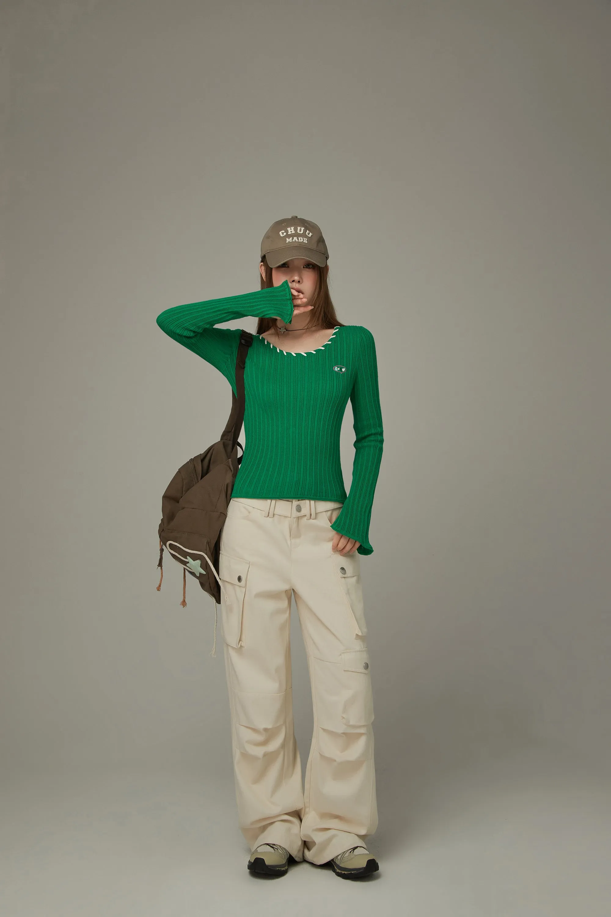 Color Ribbed Knit Top