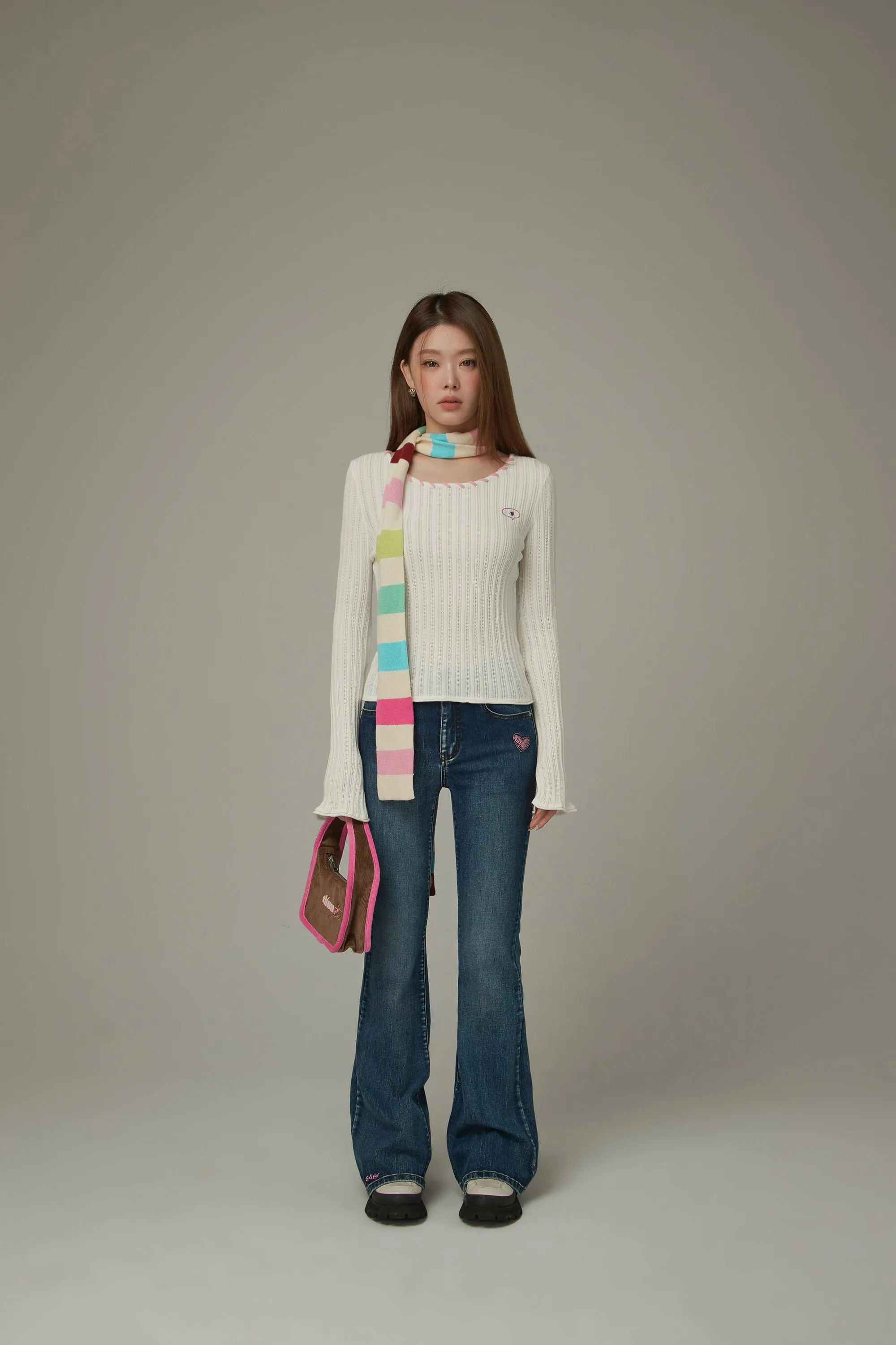 Color Ribbed Knit Top