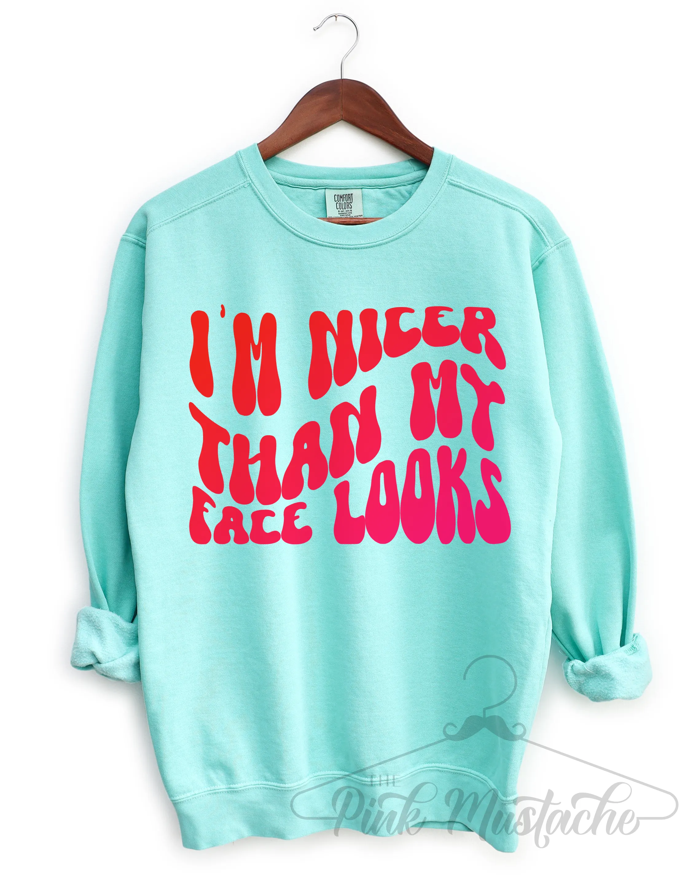 Comfort Colors I'm Nicer Than My Face Looks Sweatshirt/ Super Cute Unisex Sized Sweatshirt